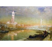 HRJUBWREE Dipinto su Tela Classico Quadri su Tela Stampe Pittura Alba di mezza estate di Albert Goodwin Per la Decorazione dell'ufficio 60x90cm