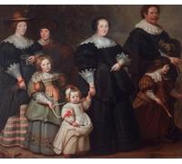 HRJUBWREE Dipinto su Tela Classico Quadri su Tela Stampe Pittura Autoritratto dll'artistas con sua moglie Suzanne Cock e i loro figli di Cornelis De Vos Per la Decorazione dell'ufficio 60x90cm