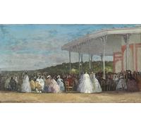 HRJUBWREE Dipinto su Tela Classico Quadri su Tela Stampe Pittura Concerto Al Casinò di Deauville di Eugene Louis Boudin Per la Decorazione dell'ufficio 60x90cm