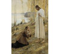 HRJUBWREE Dipinto su Tela Classico Quadri su Tela Stampe Pittura Cristo e Maria Maddalena una leggenda finlandese di Albert Gustaf Aristides Edelfelt Per la Decorazione dell'ufficio 60x90cm