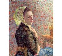 HRJUBWREE Dipinto su Tela Classico Quadri su Tela Stampe Pittura Donna che indossa un velo verde di Camille Jacob Pissarro Per la Decorazione dell'ufficio 60x90cm