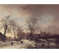 HRJUBWREE Dipinto su Tela Classico Quadri su Tela Stampe Pittura Figure in un paesaggio invernale Barend Cornelis Koekkoek Per la Decorazione dell'ufficio 60x90cm