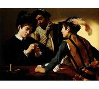 HRJUBWREE Dipinto su Tela Classico Quadri su Tela Stampe Pittura i bari di Merisi Caravaggio Per la Decorazione dell'ufficio 60x90cm