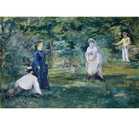 HRJUBWREE Dipinto su Tela Classico Quadri su Tela Stampe Pittura il Croquet Party Peinture di Edouard Manet Per la Decorazione dell'ufficio 60x90cm