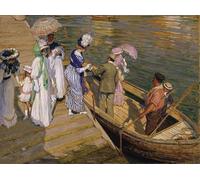 HRJUBWREE Dipinto su Tela Classico Quadri su Tela Stampe Pittura il traghetto dal famoso artista Per la Decorazione dell'ufficio 60x90cm
