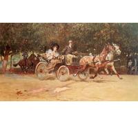 HRJUBWREE Dipinto su Tela Classico Quadri su Tela Stampe Pittura La carrozza della signora Sacher nella Hauptallee del Prater di Ludwig Kchs Per la Decorazione dell'ufficio 60x90cm