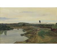 HRJUBWREE Dipinto su Tela Classico Quadri su Tela Stampe Pittura la Passeggiata d'Oro Campagna Romana di Jean Baptiste Camille Corot Per la Decorazione dell'ufficio 60x90cm