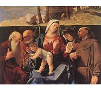 HRJUBWREE Dipinto su Tela Classico Quadri su Tela Stampe Pittura Lady col Bambino e Santi di Lorenzo Per la Decorazione dell'ufficio 60x90cm