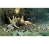 HRJUBWREE Dipinto su Tela Classico Quadri su Tela Stampe Pittura le fate una scena tratta da William Shakespeare di Gustave Dore Per la Decorazione dell'ufficio 60x90cm