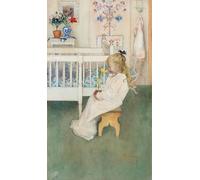 HRJUBWREE Dipinto su Tela Classico Quadri su Tela Stampe Pittura Lisbeth con tulipano giallo di Carl Larsson Per la Decorazione dell'ufficio 60x90cm