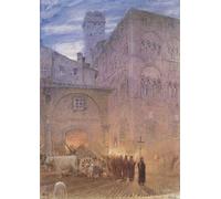 HRJUBWREE Dipinto su Tela Classico Quadri su Tela Stampe Pittura Lucca Toscana Processione Religiosa Carrello Mucca di Albert Goodwin Per la Decorazione dell'ufficio 60x90cm