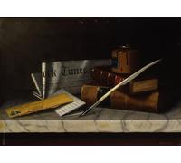 HRJUBWREE Dipinto su Tela Classico Quadri su Tela Stampe Pittura Natura morta con lettera al signor Clarke di William Michael Harnett Per la Decorazione dell'ufficio 60x90cm