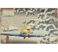HRJUBWREE Dipinto su Tela Classico Quadri su Tela Stampe Pittura Peinture Sur Toile De Tempête De Neige Impressioni Sur Toile di Utagawa Kuniyoshi Per la Decorazione dell'ufficio 60x90cm
