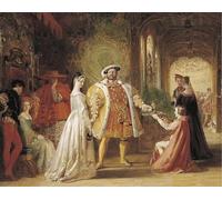 HRJUBWREE Dipinto su Tela Classico Quadri su Tela Stampe Pittura Primo incontro di Enrico VIII e Anna Bolena di Daniel Maclise Per la Decorazione dell'ufficio 60x90cm