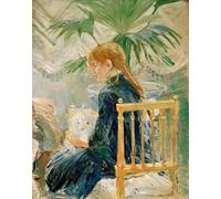 HRJUBWREE Dipinto su Tela Classico Quadri su Tela Stampe Pittura Ragazza con cane di Berthe Morisot Per la Decorazione dell'ufficio 60x90cm