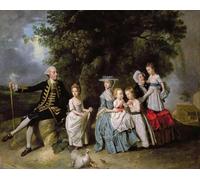 HRJUBWREE Dipinto su Tela Classico Quadri su Tela Stampe Pittura Ritratto di gruppo della famiglia Colmore di Johan Zoffany Per la Decorazione dell'ufficio 60x90cm
