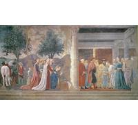 HRJUBWREE Dipinto su Tela Classico Quadri su Tela Stampe Pittura the Queen of Worshipping the Wood of the True Cross by Piero Della Francesca Per la Decorazione dell'ufficio 60x90cm