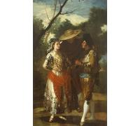HRJUBWREE Dipinto su Tela Classico Quadri su Tela Stampe Pittura una Maja con due toreri di Francisco De Goya Per la Decorazione dell'ufficio 60x90cm
