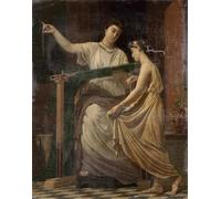 HRJUBWREE Dipinto su Tela Classico Quadri su Tela Stampe Pittura Une Fileuse Et Sa Fille Dans Un Intérieur Grec di Auguste Alexandre Hirsch Per la Decorazione dell'ufficio 60x90cm