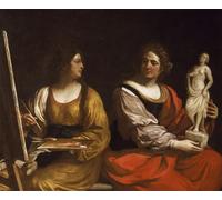HRJUBWREE Famoso Pittura Astratta Poster Manifesti Quadri Arte Allegoria della Pittura e della Scultura del Guercino Per la Decorazione Domestica 60x90cm