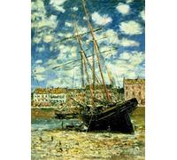 HRJUBWREE Famoso Pittura Astratta Poster Manifesti Quadri Arte Barca sdraiata durante la bassa marea di Claude Monet Per la Decorazione Domestica 60x90cm