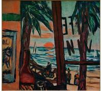HRJUBWREE Famoso Pittura Astratta Poster Manifesti Quadri Arte Caffè Bandol di Max Beckmann Per la Decorazione Domestica 60x90cm