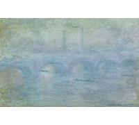 HRJUBWREE Famoso Pittura Astratta Poster Manifesti Quadri Arte Effetto della nebbia sul ponte di Waterloo di Claude Monet Per la Decorazione Domestica 60x90cm