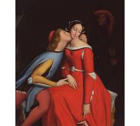 HRJUBWREE Famoso Pittura Astratta Poster Manifesti Quadri Arte Francesca Da Rimini e Paolo Malatesta di Jean Auguste Ingres Per la Decorazione Domestica 60x90cm
