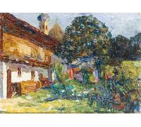 HRJUBWREE Famoso Pittura Astratta Poster Manifesti Quadri Arte Kchsel Baauernhaus Mit Kirche di Vasilij Kandinskij Per la Decorazione Domestica 60x90cm