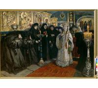HRJUBWREE Famoso Pittura Astratta Poster Manifesti Quadri Arte la granduchessa in visita a un convento di Vasilij Ivanovic Surikov Per la Decorazione Domestica 60x90cm