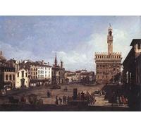 HRJUBWREE Famoso Pittura Astratta Poster Manifesti Quadri Arte la Piazza della Signoria a Firenze di Bernardo Bellotto Per la Decorazione Domestica 60x90cm