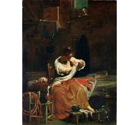 HRJUBWREE Famoso Pittura Astratta Poster Manifesti Quadri Arte la Pulce di Giuseppe Maria Crespi Per la Decorazione Domestica 60x90cm