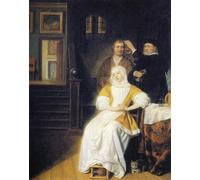 HRJUBWREE Famoso Pittura Astratta Poster Manifesti Quadri Arte la signora anemica di Samuel Van Hoogstraten Per la Decorazione Domestica 60x90cm