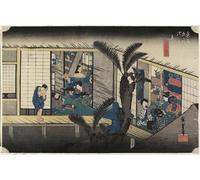 HRJUBWREE Famoso Pittura Astratta Poster Manifesti Quadri Arte Locanda con cameriere Akasaka di Utagawa Hiroshige Per la Decorazione Domestica 60x90cm