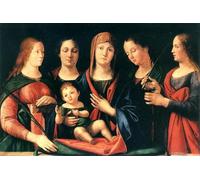 HRJUBWREE Famoso Pittura Astratta Poster Manifesti Quadri Arte Maria col Bambino e le SS Maria Maddalena e Caterina di Alvise Vivarini Per la Decorazione Domestica 60x90cm