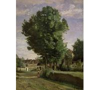 HRJUBWREE Famoso Pittura Astratta Poster Manifesti Quadri Arte Periferia di un villaggio vicino a Beauvais di Jean Baptiste Camille Corot Per la Decorazione Domestica 60x90cm