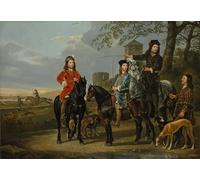 HRJUBWREE Famoso Pittura Astratta Poster Manifesti Quadri Arte Ritratto equestre di Cornelis e Michiel Pompe Van Meerdervoort di Aelbert Cuyp Per la Decorazione Domestica 60x90cm
