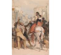 HRJUBWREE Famoso Pittura Astratta Poster Manifesti Quadri Arte una scena di strada a Granada nel giorno della lotta di John Frederick Lewis Per la Decorazione Domestica 60x90cm