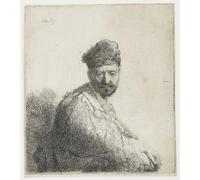HRJUBWREE Famoso Pittura Astratta Poster Manifesti Quadri Arte Uomo barbuto in un orientale di pelliccia e veste: il padre dll'artistas di Rembrandt Van Rijn Per la Decorazione Domestica 60x90cm
