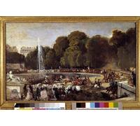 HRJUBWREE Pittura Astratta Poster Manifesti Quadri Arte Ingresso della duchessa d'Orleans Helene di Meclemburgo nel Giardino delle Tuileries di Eugene Louis Lami Per la Decorazione Domestica 60x90cm