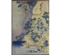 HRJUBWREE Pittura Astratta Poster Viaggiatori che si arrampicano su una ripida collina per rendere omaggio a un santuario Kannon in una grotta Per la Decorazione Domestica 60x90cm