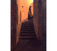 HRJUBWREE Riproduzione Dipinto Stampa Immagine Pittura su Tela Vintage Dama sulle scale Carolina sulle scale di Caspar David Friedrich Per la Decorazione Murale 60x90cm