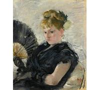 HRJUBWREE Riproduzione Dipinto Stampa Immagine Pittura su Tela Vintage Donna con ventaglio di Berthe Morisot Per la Decorazione Murale 60x90cm