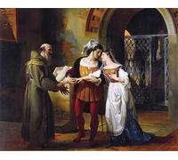 HRJUBWREE Riproduzione Dipinto Stampa Immagine Pittura su Tela Vintage il fidanzamento e Guliettas testimoni di padre Lorenzo di Francesco Hayez Per la Decorazione Murale 60x90cm