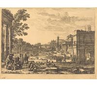 HRJUBWREE Riproduzione Dipinto Stampa Immagine Pittura su Tela Vintage il Foro Romano di Claude Lorrain Per la Decorazione Murale 60x90cm