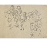 HRJUBWREE Riproduzione Dipinto Stampa Immagine Pittura su Tela Vintage la danza del leone di Katsushika Hokusai Per la Decorazione Murale 60x90cm