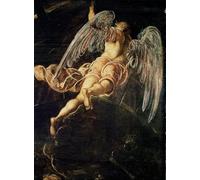 HRJUBWREE Riproduzione Dipinto Stampa Immagine Pittura su Tela Vintage la Discesa di Gesù Cristo al Limbo Particolare di un angelo di Domenico Robusti Tintoretto Per la Decorazione Murale 60x90cm