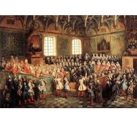 HRJUBWREE Riproduzione Dipinto Stampa Immagine Pittura su Tela Vintage la Sede di Giustizia nel Parlamento di Parigi di Nicolas Lancret Per la Decorazione Murale 60x90cm