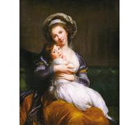 HRJUBWREE Riproduzione Dipinto Stampa Immagine Pittura su Tela Vintage Madame Vigee Lebrun e sua figlia Jeanne Lucia di Louise Élisabeth Vigée Le Brun Per la Decorazione Murale 60x90cm