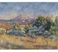 HRJUBWREE Riproduzione Dipinto Stampa Immagine Pittura su Tela Vintage Monte di Sainte Victoire di Pierre Auguste Renoir Per la Decorazione Murale 60x90cm